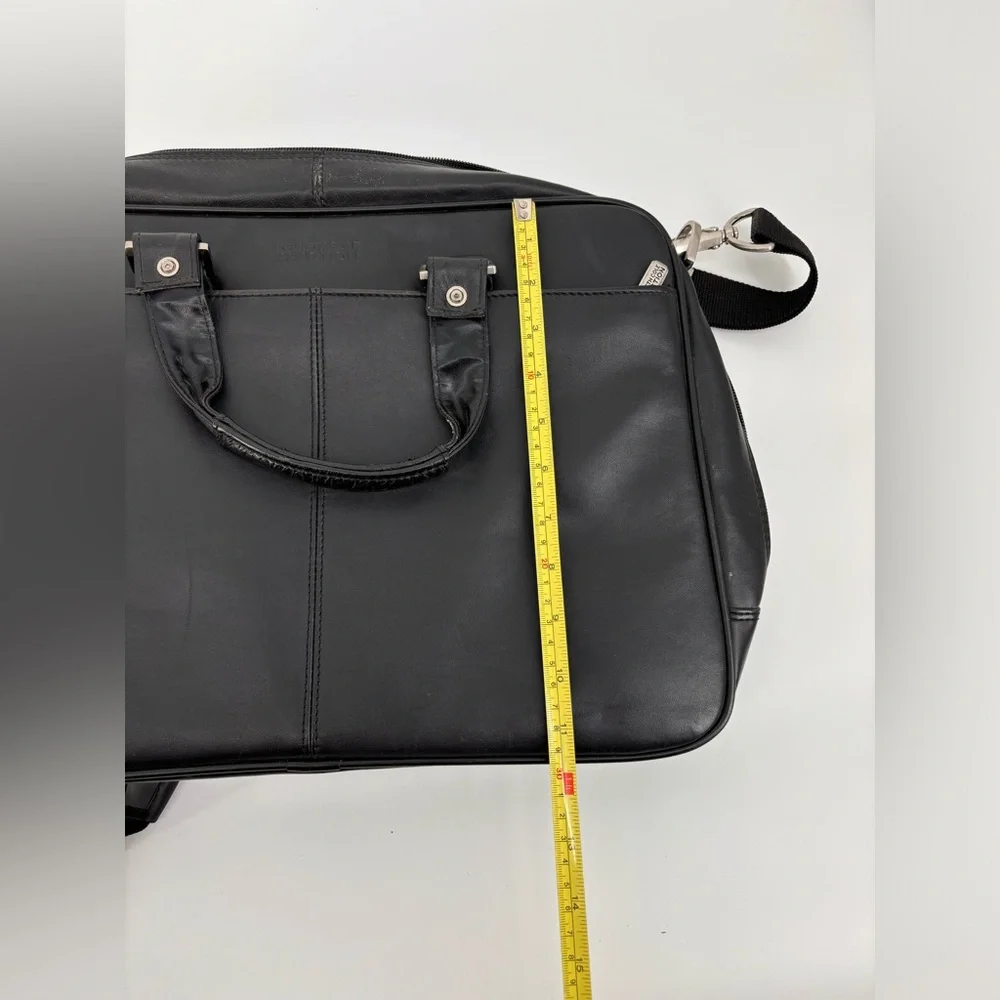 KENNETH COLE REACTION Black Leather Men's Laptop Bag Briefcase